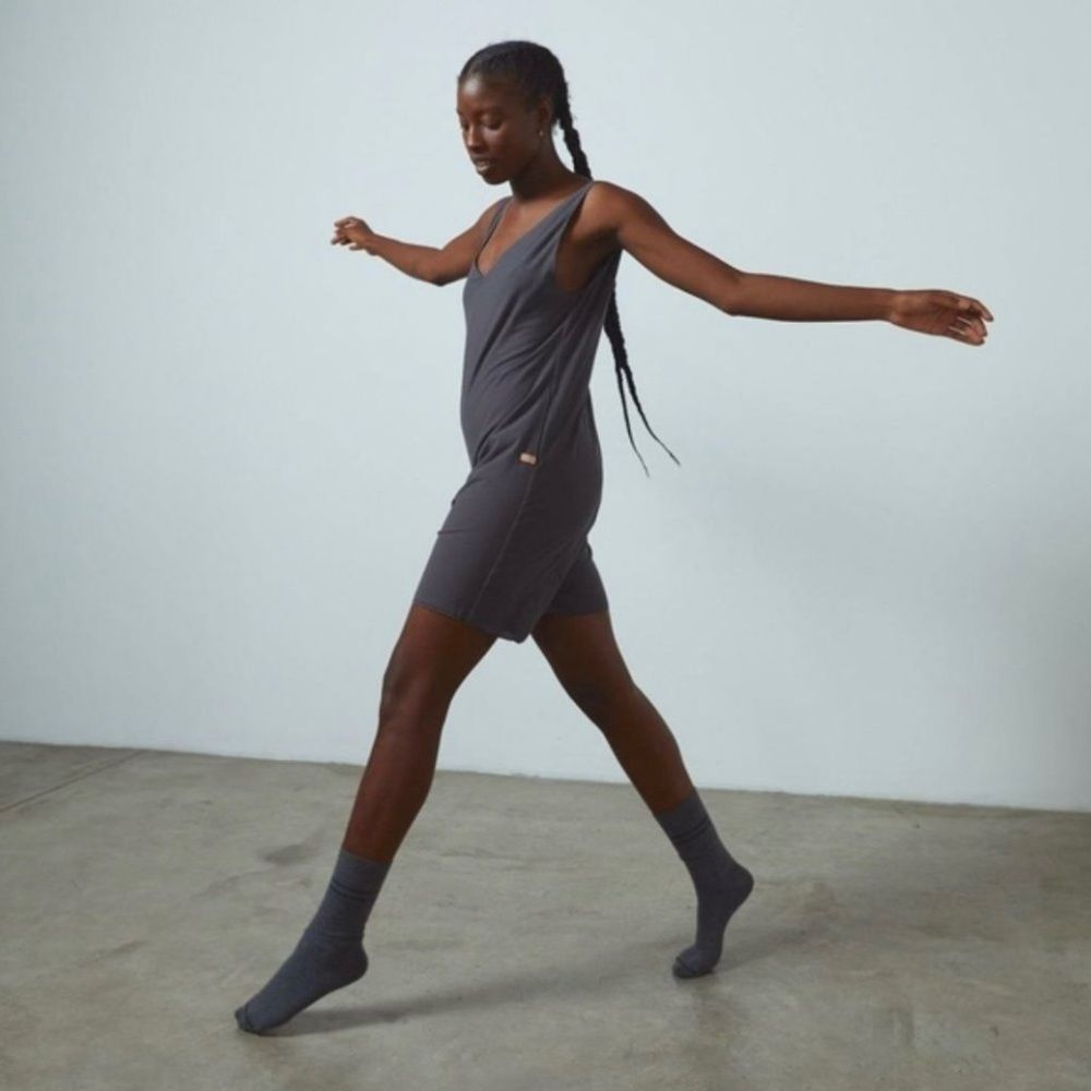 Lunya Cool Short Romper Meditative Gray Size M